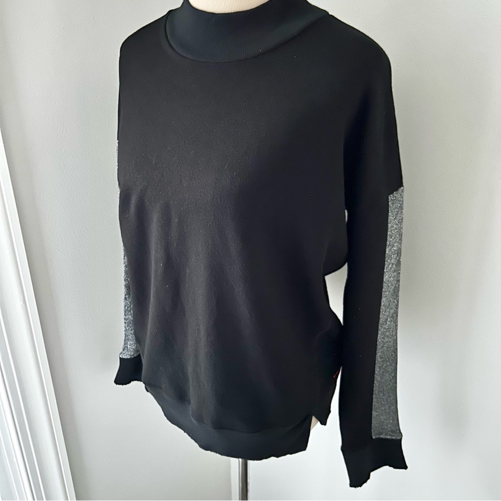 🌸NWOT n:Philanthropy Times Sparkle Sleeve Mock Neck Sweater. Black. Size: M - Picture 3 of 5